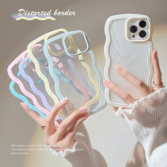 Wave Border iPhone Case Solid Color Simple Candy Color